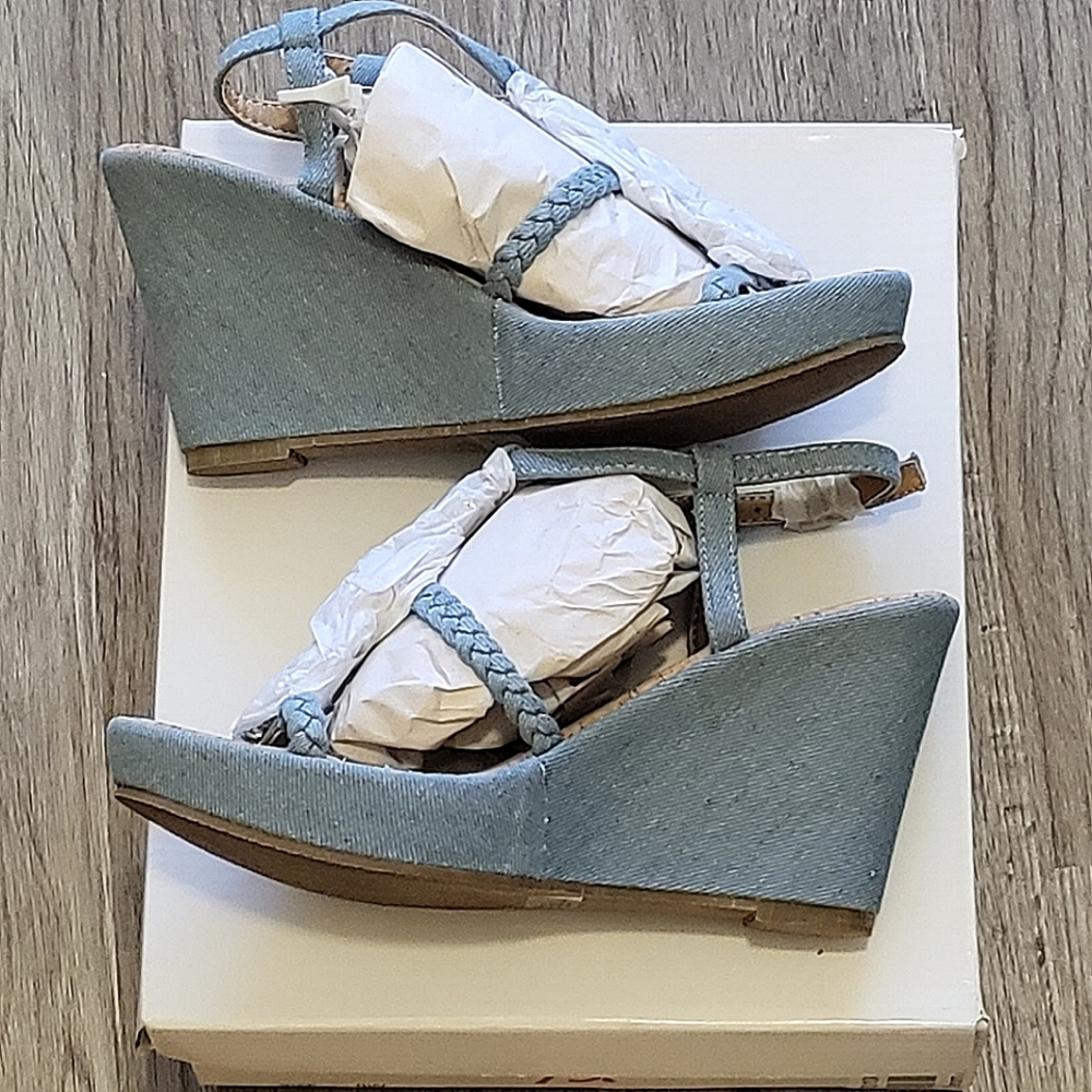 Ashley Stewart Denim Wedge Sandals